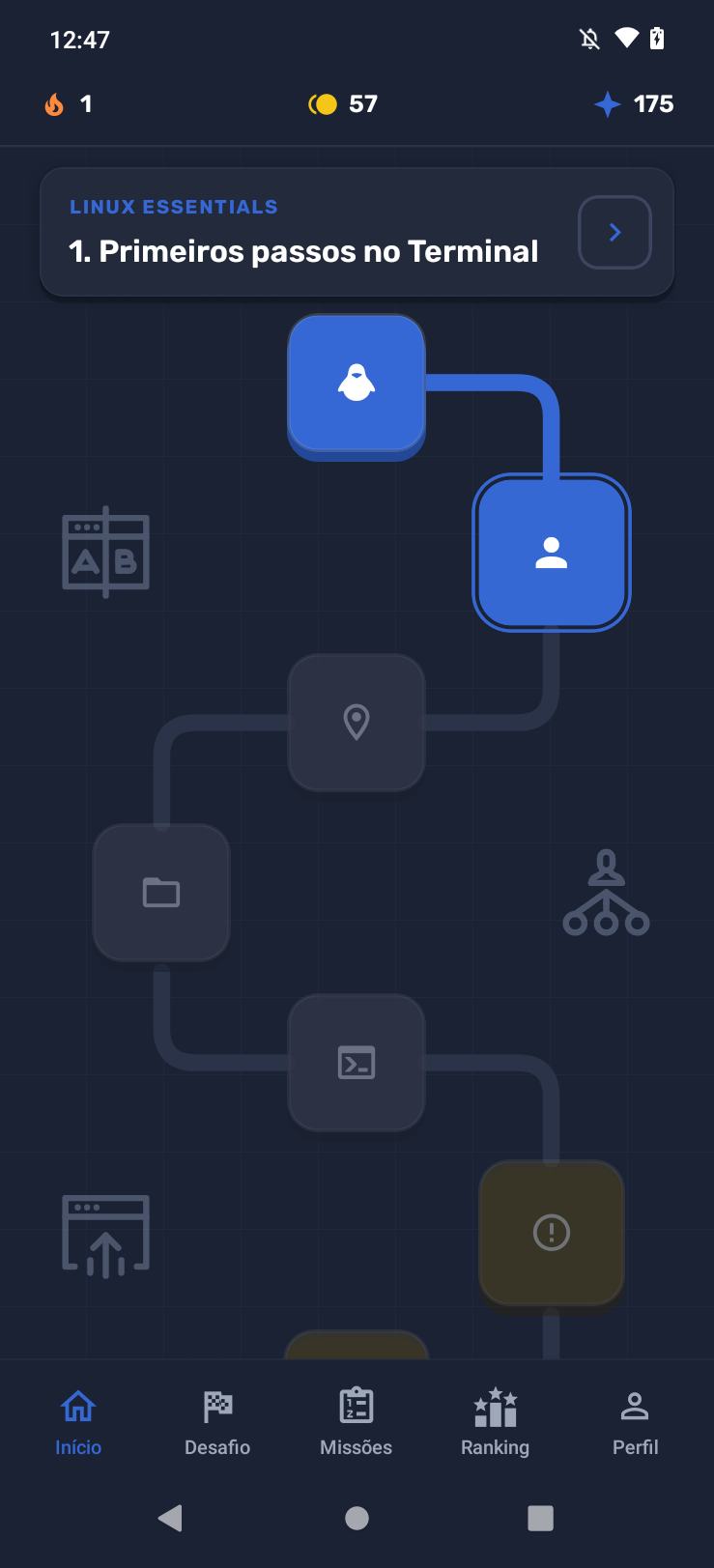 Print do app Comandu: mapa da trilha